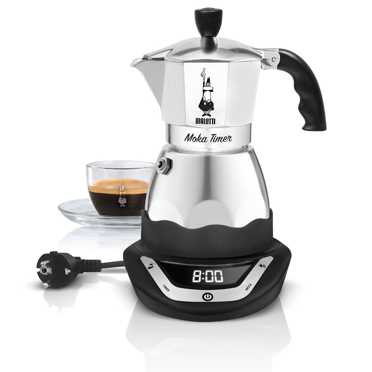 Электрическая гейзерная кофеварка Биалетти Moka Timer 6